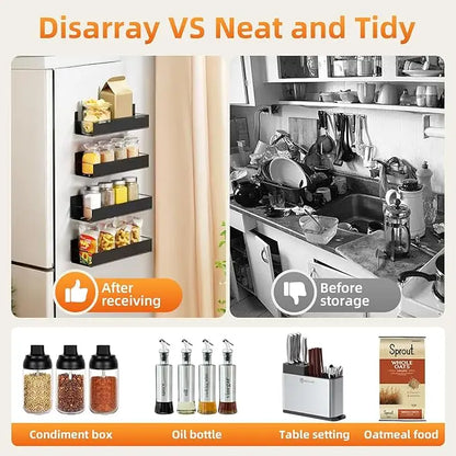 4 Pack Magnetic Spice Storage Rack Organizer for Refrigerator and Oven, Cream White Fridge Organizers and Storage